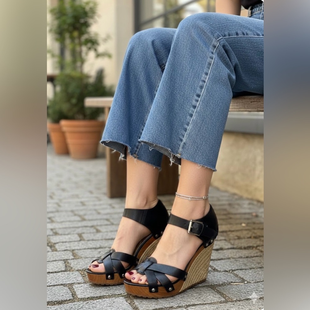 MICHAEL KORS Black Wedge Sandals